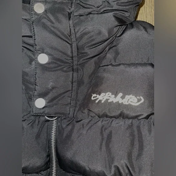 Script Logo Kids Puffer Jacket |OFF-WHITE| Black & Yellow - Picture 3 of 7